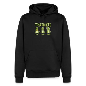 Triathlete Dinosaur T-Rex Eating Game Sleep - Men’s Premium Organic Hoodie - black - Front - Nico (187cm)