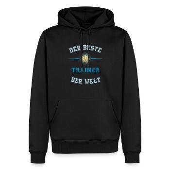 Der Beste Trainer der Welt. Geschenk für Trainer. - Männer Premium Bio Hoodie - Schwarz - Vorne - Nico (187cm)