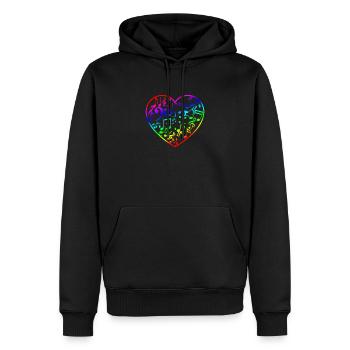 Regenbogen Herz Musik Hemd für Gesang und Klänge S - Männer Premium Bio Hoodie - Schwarz - Vorne - Nico (187cm)
