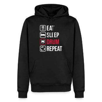 Manger sommeil tambour répétition - Sweat à capuche Premium bio Homme - noir - Devant - Nico (187cm)