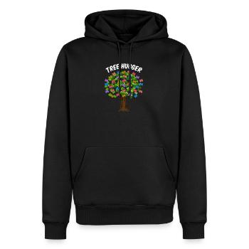 der Hugger - Männer Premium Bio Hoodie - Schwarz - Vorne - Nico (187cm)