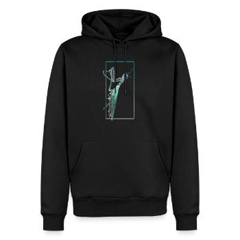 Mante religieuse Photographie négative - Sweat à capuche Premium bio Homme - noir - Devant - Nico (187cm)