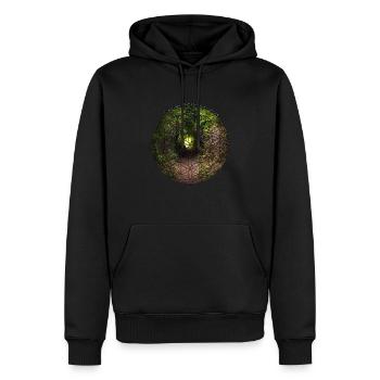 Blume des Lebens mit Natur- und Landschaschaft - Männer Premium Bio Hoodie - Schwarz - Vorne - Nico (187cm)