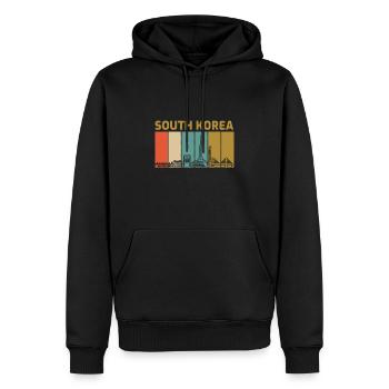 Corée du Sud - Sweat à capuche Premium bio Homme - noir - Devant - Nico (187cm)