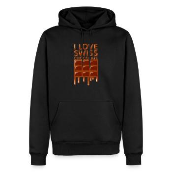 Ich liebe Schweizer Schokolade Geschenk - Männer Premium Bio Hoodie - Schwarz - Vorne - Nico (187cm)