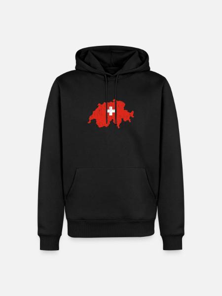 Schweiz Geschenk Käse Berge Flagge - Männer Premium Bio Hoodie - Schwarz