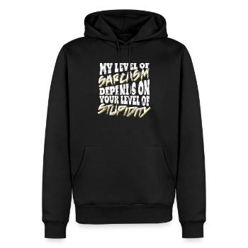 Sarkasmus - Männer Premium Bio Hoodie - Schwarz - Vorne - Nico (187cm)