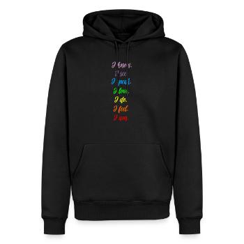 T-shirt de méditation zen Chakra Mantra Je pratique le yoga - Sweat à capuche Premium bio Homme - noir - Devant - Nico (187cm)