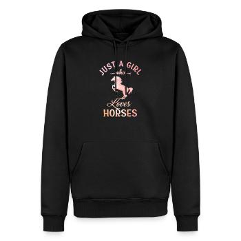 Juste une fille qui aime les chevaux - Sweat à capuche Premium bio Homme - noir - Devant - Nico (187cm)