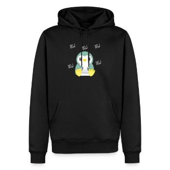 Pinguin – Pinguine – Gamer - Zocker - Nerd - Geek - Männer Premium Bio Hoodie - Schwarz - Vorne - Nico (187cm)