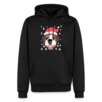 Weihnachten – Weihnachtspullover – Bernhardiner - Männer Premium Bio Hoodie - Schwarz - Vorne - Nico (187cm)