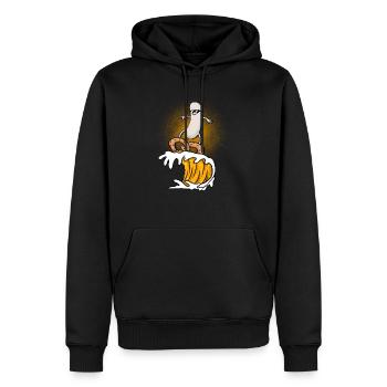 Surfeuse blanche sur le blé de levure arbre avec bretzel - Sweat à capuche Premium bio Homme - noir - Devant - Nico (187cm)