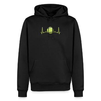 Tennis Herzschlag Sport Schläger Puls Geschenk - Männer Premium Bio Hoodie - Schwarz - Vorne - Nico (187cm)
