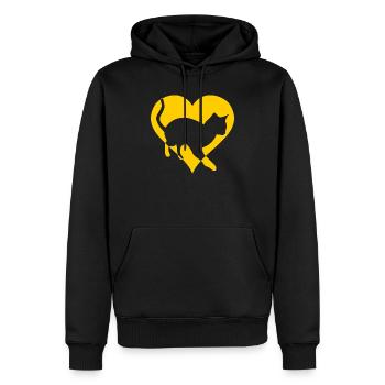 Chat chat minou cadeau coeur - Sweat à capuche Premium bio Homme - noir - Devant - Nico (187cm)
