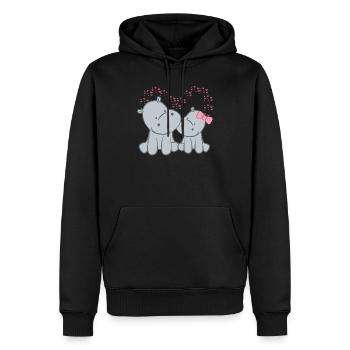 Hippopotame - Hippopotame - Hippopotame - Couple - Coeur - Sweat à capuche Premium bio Homme - noir - Devant - Nico (187cm)