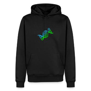 DNS DNA Strang Logo Bunt Grün Blau - Männer Premium Bio Hoodie - Schwarz - Vorne - Nico (187cm)