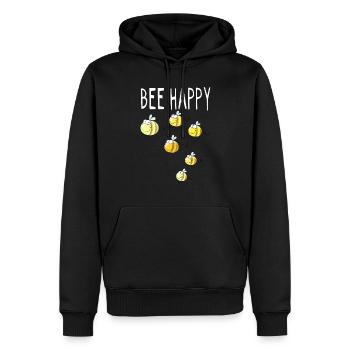 Bee Happy - Biene - Bienen - Hummel - Geschenk - Männer Premium Bio Hoodie - Schwarz - Vorne - Nico (187cm)