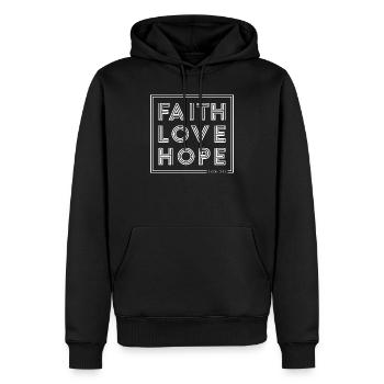 foi amour espoir (4) croire amour espoir, blanc - Sweat à capuche Premium bio Homme - noir - Devant - Nico (187cm)