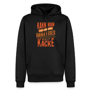 Lustige Sprüche Büro Baustelle Kann man so machen - Männer Premium Bio Hoodie - Schwarz - Vorne - Nico (187cm)