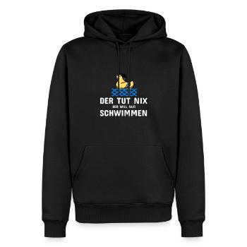 Schwimmen Spruch Lustig Der Tut Nix Der Will Nur - Männer Premium Bio Hoodie - Schwarz - Vorne - Nico (187cm)