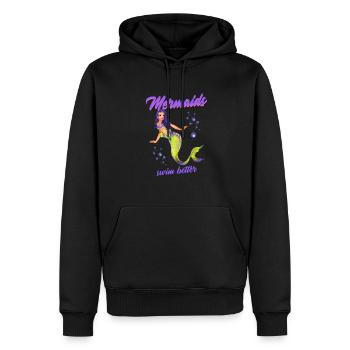 Schwimmen Spruch Lustig Mermaids Swim Better - Männer Premium Bio Hoodie - Schwarz - Vorne - Nico (187cm)