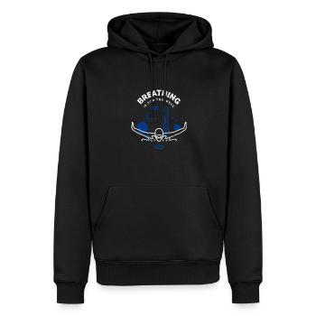 Schwimmen Spruch Lustig Breathing Is For The Weak - Männer Premium Bio Hoodie - Schwarz - Vorne - Nico (187cm)