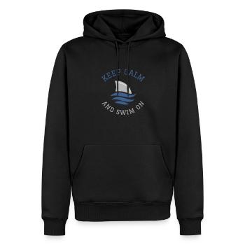 Schwimmen Spruch Lustig Keep Calm And Swim On - Männer Premium Bio Hoodie - Schwarz - Vorne - Nico (187cm)