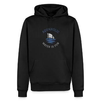 Schwimmen Spruch Lustig Aquaholic Water Is Fun - Männer Premium Bio Hoodie - Schwarz - Vorne - Nico (187cm)