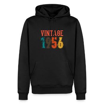 Anniversaire Papa Vintage 1956 - Sweat à capuche Premium bio Homme - noir - Devant - Nico (187cm)