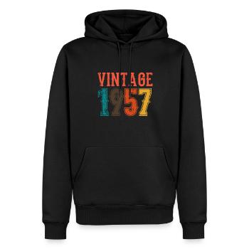 Anniversaire Papa Vintage 1957 - Sweat à capuche Premium bio Homme - noir - Devant - Nico (187cm)