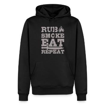 BBQ Grill RUB MANGER RÉPÉTER - Sweat à capuche Premium bio Homme - noir - Devant - Nico (187cm)