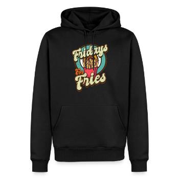 Français Frites Dictons Drôles Vendredis Pour Frites - Sweat à capuche Premium bio Homme - noir - Devant - Nico (187cm)
