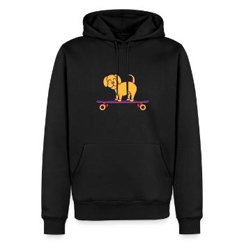 Skateboard Hund Auf Longboard - Männer Premium Bio Hoodie - Schwarz - Vorne - Nico (187cm)