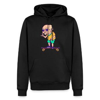 Skateboard Grand-père cool Grand-père sur longboard - Sweat à capuche Premium bio Homme - noir - Devant - Nico (187cm)