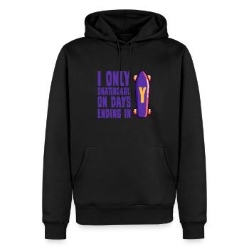 Skateboarder disant drôle je ne fais que du skateboard sur - Sweat à capuche Premium bio Homme - noir - Devant - Nico (187cm)