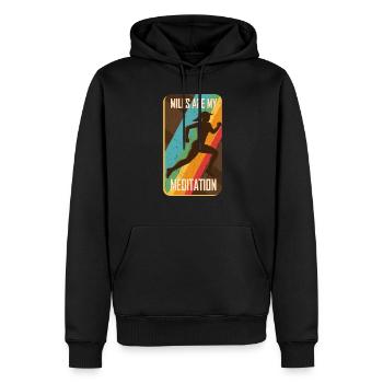 Jogging Motivation Spruch Miles Are My Meditation - Männer Premium Bio Hoodie - Schwarz - Vorne - Nico (187cm)