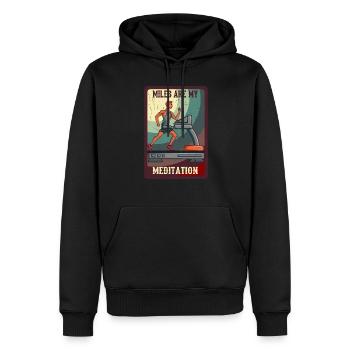 Jogging Spruch Miles Are My Meditation - Männer Premium Bio Hoodie - Schwarz - Vorne - Nico (187cm)