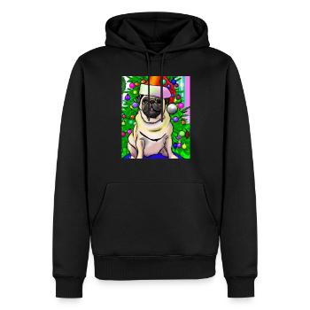 Carlin avec casquette de Noël Propriétaires de chiens de Noël - Sweat à capuche Premium bio Homme - noir - Devant - Nico (187cm)