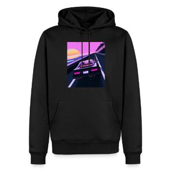 Vaporwave Aesthetic Sports Car Coucher de soleil - Sweat à capuche Premium bio Homme - noir - Devant - Nico (187cm)