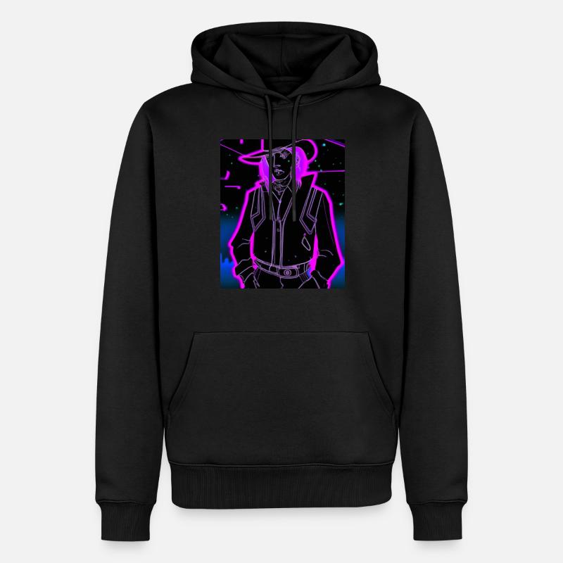 Goth Synthwave Outrun Goth Cowboy - Männer Premium Bio Hoodie - Schwarz