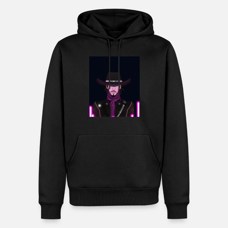 Goth Synthwave Outrun Goth Cowboy - Männer Premium Bio Hoodie - Schwarz