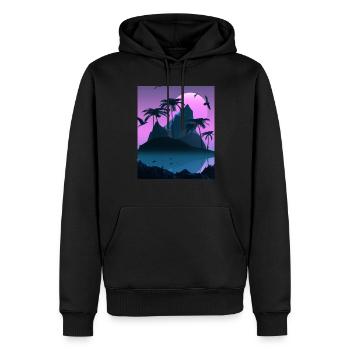 Vaporwave Aesthetic Palmiers de l’île tropicale - Sweat à capuche Premium bio Homme - noir - Devant - Nico (187cm)