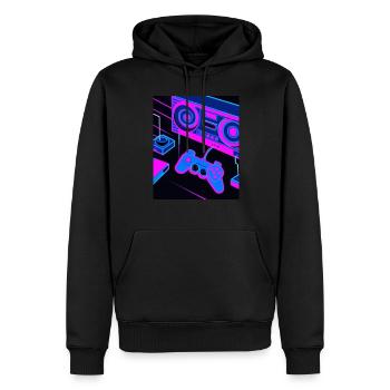 Vaporwave Aesthetic Gaming Console Controller - Men’s Premium Organic Hoodie - black - Front - Nico (187cm)