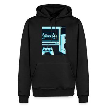 Vaporwave Aesthetic Gaming Console Controller - Men’s Premium Organic Hoodie - black - Front - Nico (187cm)