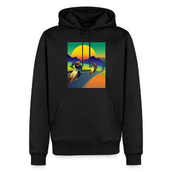 Vaporwave Aesthetic Sonnenuntergang Berge - Männer Premium Bio Hoodie - Schwarz - Vorne - Nico (187cm)