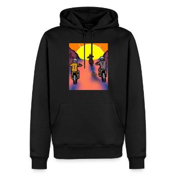 Vaporwave Aesthetic Sonnenuntergang Berge - Männer Premium Bio Hoodie - Schwarz - Vorne - Nico (187cm)