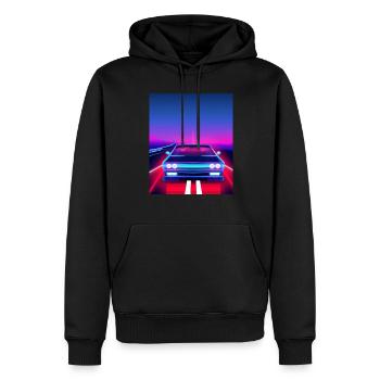 Vaporwave Aesthetic Vintage Highway - Männer Premium Bio Hoodie - Schwarz - Vorne - Nico (187cm)