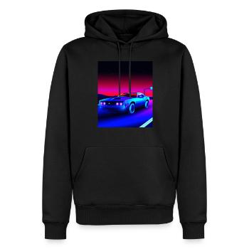 Vaporwave Aesthetic Vintage Highway - Männer Premium Bio Hoodie - Schwarz - Vorne - Nico (187cm)