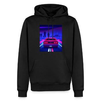 Vaporwave Aesthetic Vintage Highway - Männer Premium Bio Hoodie - Schwarz - Vorne - Nico (187cm)