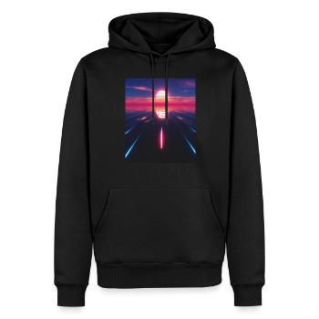 Vaporwave Aesthetic Sonnenuntergang Meer - Männer Premium Bio Hoodie - Schwarz - Vorne - Nico (187cm)